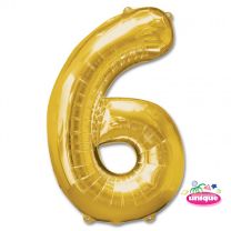34&quot; Gold Number 6 foil balloon