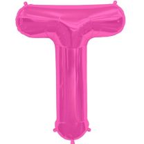 Hot Pink Letter T Shape 34&quot; Foil Balloon