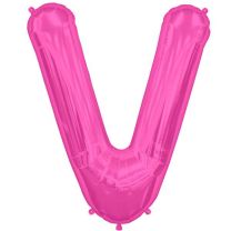 Hot Pink Letter V Shape 34&quot; Foil Balloon