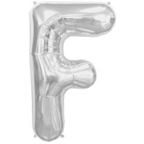 Silver Letter F Shape 34&quot; Foil Balloon