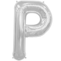 Silver Letter P Shape 34&quot; Foil Balloon