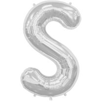 Silver Letter S Shape 34&quot; Foil Balloon