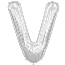 Silver Letter V Shape 34&quot; Foil Balloon