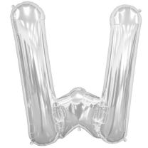 Silver Letter W Shape 34&quot; Foil Balloon