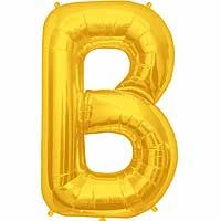 Gold Letter B Shape 34&quot; Foil Balloon