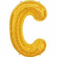 Gold Letter C Shape 34&quot; Foil Balloon