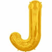 Gold Letter J Shape 34&quot; Foil Balloon