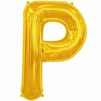 Gold Letter P Shape 34&quot; Foil Balloon