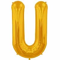 Gold Letter U Shape 34&quot; Foil Balloon