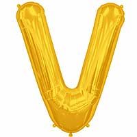 Gold Letter V Shape 34&quot; Foil Balloon