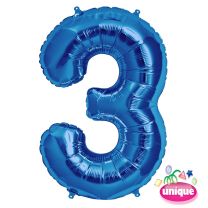 34" Blue Number 3 Foil Balloon