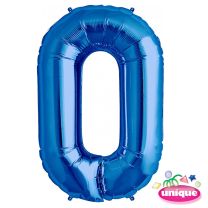 34" Blue Number 0 Foil Balloon
