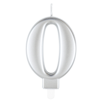 Numeral 0 Silver Metallic Candle (Box of 6)