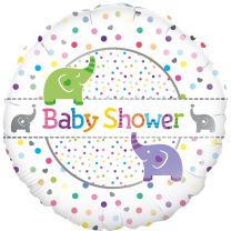 Dots & Elephants Baby Shower 18" Foil Balloon
