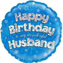 Happy Birthday to my Wonderful Husband Holographic - 18&quot; Foil Balloon