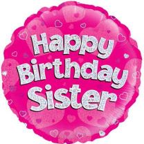 Happy Birthday Sister Holographic - 18&quot; Foil Balloon