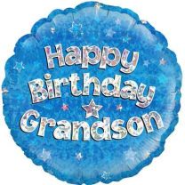Happy Birthday Grandson Holographic - 18&quot; Foil Balloon