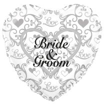 Bride & Groom Filigree - 18" Foil Balloon