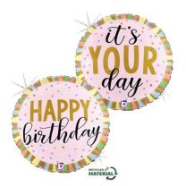 Pastel Birthday Stripes Double Sided - 18" Foil Balloon