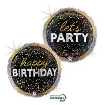 Metallic Birthday Party Double Sided - 18" Foil Balloon