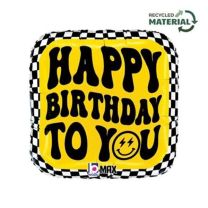 Smiley Checkerboard Birthday - 18" Foil Balloon