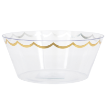 Clear & Gold Plastic Bowl 1ct