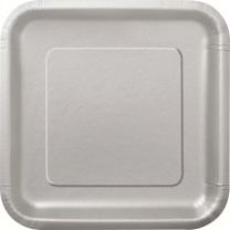 Silver 9'' Square Plates 14 CT.