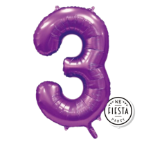 34" Satin Purple No. 3 - Number Foil Balloon