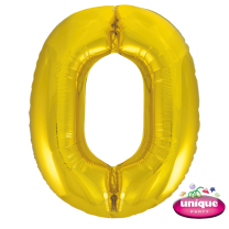 34" Classic Gold No. 0 - Number Foil Balloon