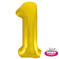 34" Classic Gold No. 1 - Number Foil Balloon