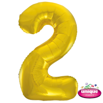 34" Classic Gold No. 2 - Number Foil Balloon