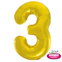 34" Classic Gold No. 3 - Number Foil Balloon