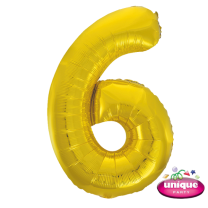 34" Classic Gold No. 6 - Number Foil Balloon