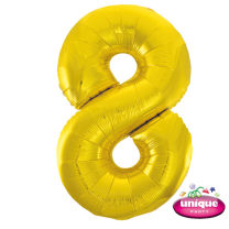 34" Classic Gold No. 8 - Number Foil Balloon