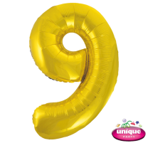 34" Classic Gold No. 9 - Number Foil Balloon