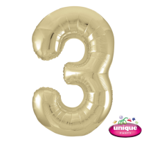 34" Gold No. 3 - Number Foil Balloon
