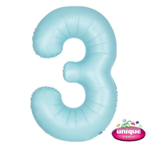 34" Matte Blue No. 3 - Number Foil Balloon
