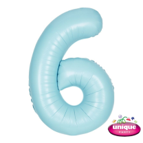34" Matte Blue No. 6 - Number Foil Balloon