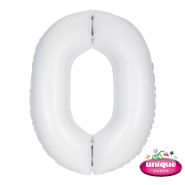 34" Matte White No. 0 - Number Foil Balloon