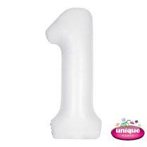 34" Matte White No. 1 - Number Foil Balloon