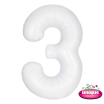 34" Matte White No. 3 - Number Foil Balloon