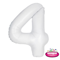34" Matte White No. 4 - Number Foil Balloon