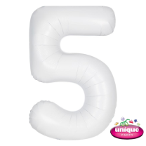 34" Matte White No. 5 - Number Foil Balloon