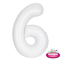34" Matte White No. 6 - Number Foil Balloon
