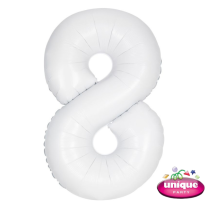34" Matte White No. 8 - Number Foil Balloon