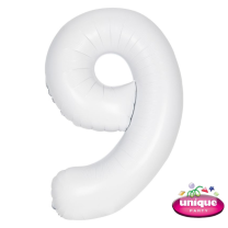 34" Matte White No. 9 - Number Foil Balloon