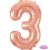 34&quot; Rose Gold Number 3 foil balloon
