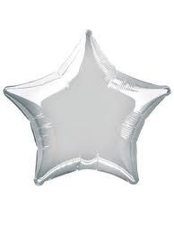 20" Star Shape Silver Foil Balloons Pack of 12 UNIQUE