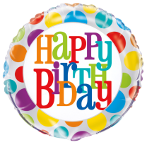 Multicolour Dots Happy Birthday 18" Foil Balloon