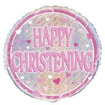 Happy Christening Pink - 18&quot; Foil Balloon